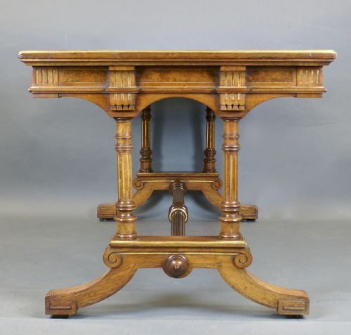 GILLOW CO BURL WALNUT LIBRARY WRITING TABLE - ADDITIONAL PHOTO 1