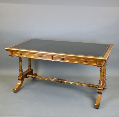 GILLOW CO BURL WALNUT LIBRARY WRITING TABLE - ADDITIONAL PHOTO 2