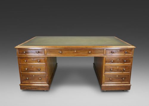 A Very Large 19thc Mahogany Partners Desk