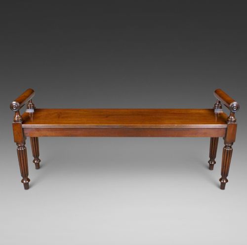 Late Regency Mahogany Window Seat/hall Bench