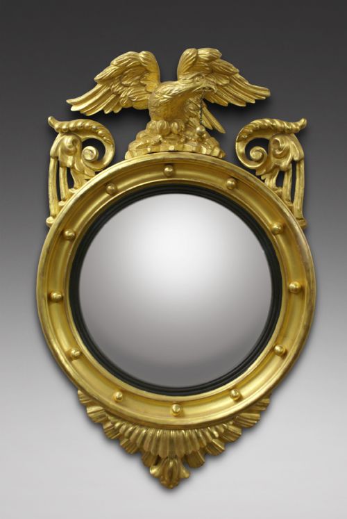 A Regency Carved & Gilt Convex Mirror