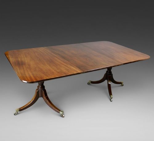 A Georgian Mahogany Twin Pillar Dining Table