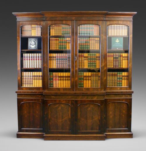 A Fine Quality Victorian Rosewood Breakfront Bookcase