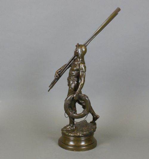 A 19TH CENTURY FRENCH BRONZE FIGURE OF A BOATMAN - ADDITIONAL PHOTO 2