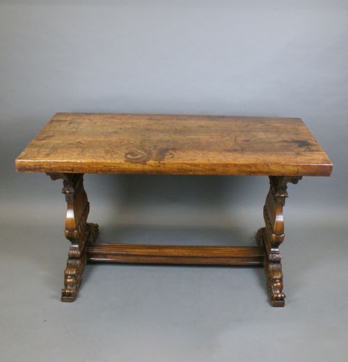 A 19THC CARVED WALNUT REFECTORY TABLE - ADDITIONAL PHOTO 2