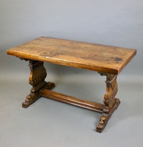 A 19THC CARVED WALNUT REFECTORY TABLE - ADDITIONAL PHOTO 5