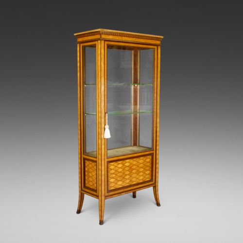 a superb satinwood parquetry display cabinet - CATEGORY: ANTIQUE CABINETS - DATED 1880
