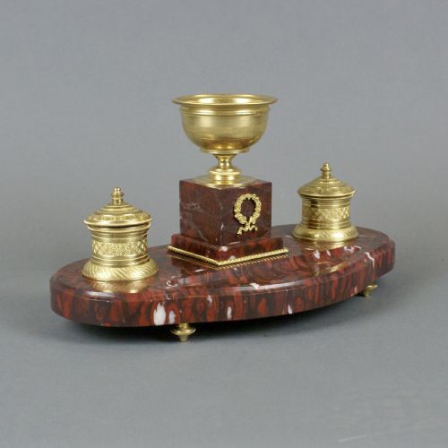 A FRENCH MARBLE AND ORMOLU INK STAND - ADDITIONAL PHOTO 2