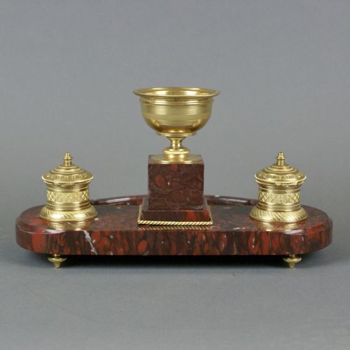 A FRENCH MARBLE AND ORMOLU INK STAND - ADDITIONAL PHOTO 3