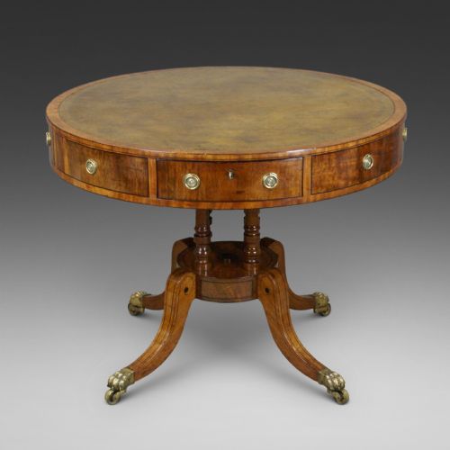 A REGENCY MAHOGANY DRUM TABLE