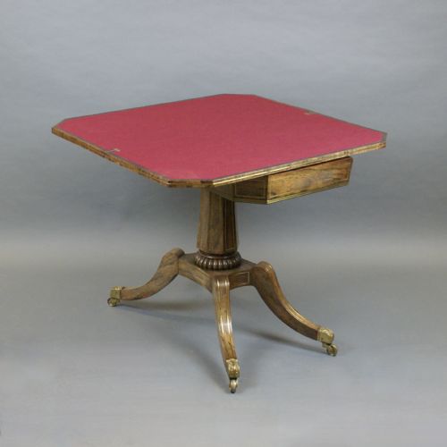 A FINE REGENCY ROSEWOOD BRASS INLAID CARD TABLE - ADDITIONAL PHOTO 1