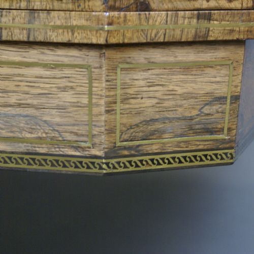 A FINE REGENCY ROSEWOOD BRASS INLAID CARD TABLE - ADDITIONAL PHOTO 2