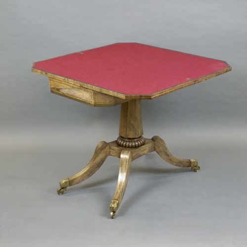 A FINE REGENCY ROSEWOOD BRASS INLAID CARD TABLE - ADDITIONAL PHOTO 3