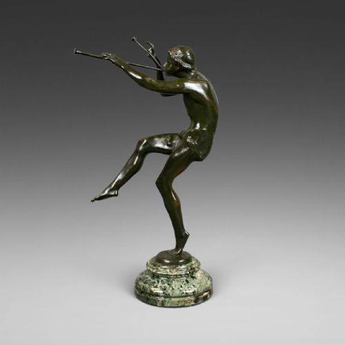 A Bronze Figure of a Flute Player by E. Piron