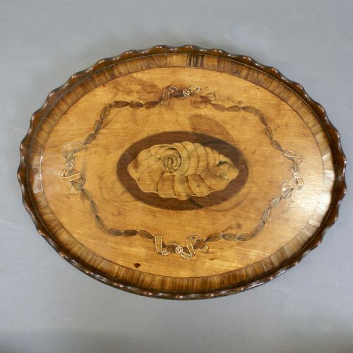 A HIGHLY UNUSUAL MINIATURE INLAID OVAL TRAY - ADDITIONAL PHOTO 2
