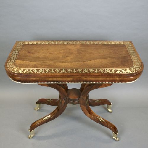 A FINE PAIR REGENCY ROSEWOOD CARD TABLES ATTRIBUTED TO GEORGE OAKLEY - ADDITIONAL PHOTO 1