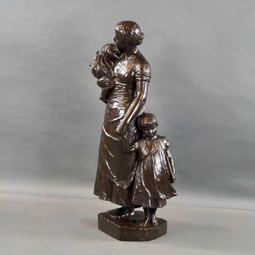 A CHARMING LARGE SCALE 19THC BRONZE GROUP - ADDITIONAL PHOTO 2