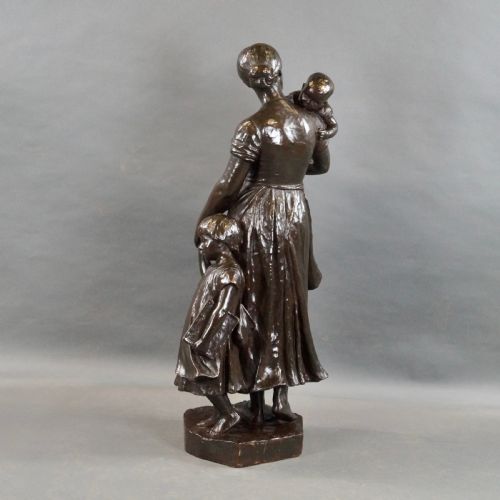 A CHARMING LARGE SCALE 19THC BRONZE GROUP - ADDITIONAL PHOTO 3