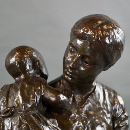 A CHARMING LARGE SCALE 19THC BRONZE GROUP - ADDITIONAL PHOTO 6
