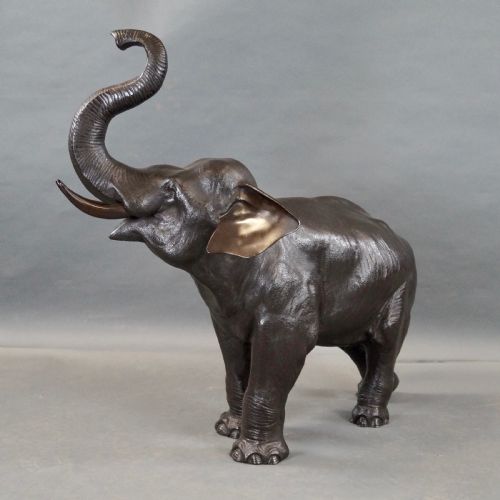 A VERY LARGE MEIJI BRONZE ELEPHANT OKIMONO - ADDITIONAL PHOTO 5
