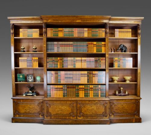 A Superb Burl Oak Library Bookcase