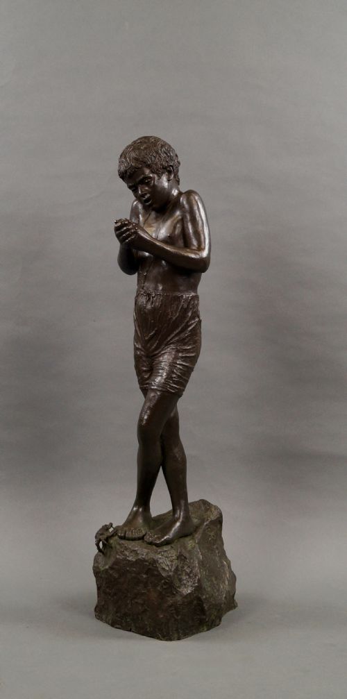 BRONZE FIGURE OF A BOY BY GIUSEPPE RENDA 18591939 - ADDITIONAL PHOTO 1