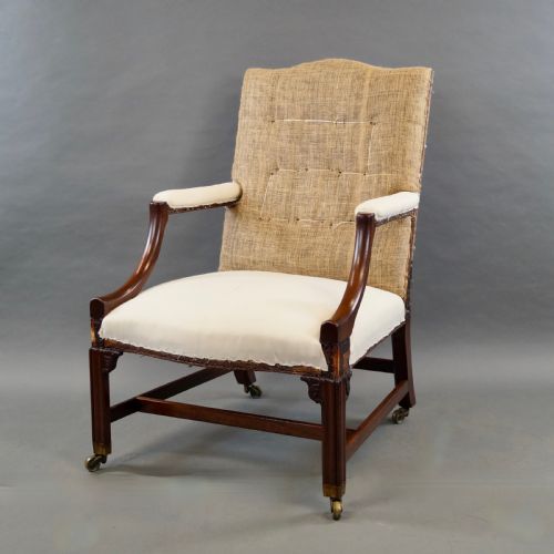 A MAHOGANY GAINSBOROUGH CHAIR - ADDITIONAL PHOTO 3