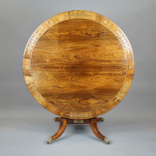 A Very Attractive Regency Rosewood & Brass Inlaid Centre Table.