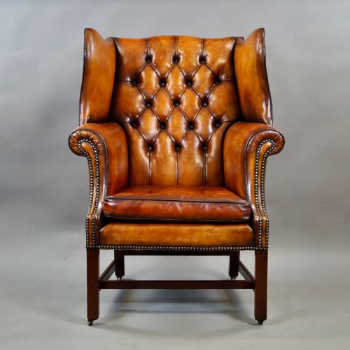 A GEORGE III MAHOGANY WING CHAIR - ADDITIONAL PHOTO 1