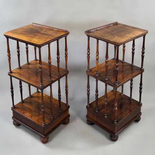 A PAIR OF ROSEWOOD WHATNOTS ATTRIBUTED TO GILLOWS - ADDITIONAL PHOTO 1