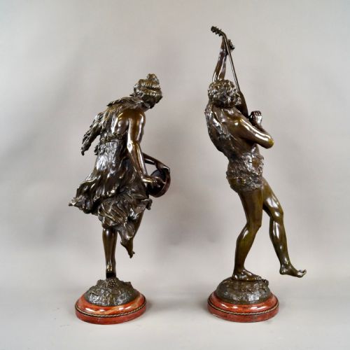 A LARGE PAIR OF BRONZE FIGURES BY ROUSSEAU - ADDITIONAL PHOTO 2