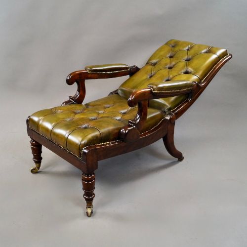 A WILLIAM IV BUTTON LEATHER RECLINING CHAIR - ADDITIONAL PHOTO 3