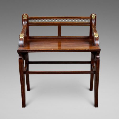 AN EXCELLENT MAHOGANY JAS SHOOLBRED BENCH