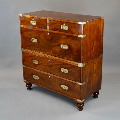 A PARTICULARLY APPEALING MAHOGANY MILITARY CHEST - ADDITIONAL PHOTO 1