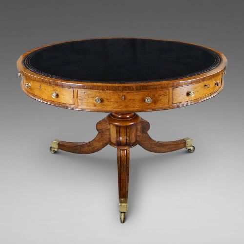 An Impressive Oak Library Drum Table