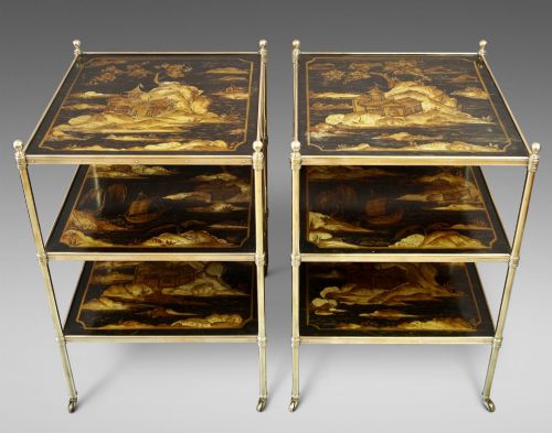 FINE PAIR BRASS ETAGERESSIDE TABLE - ADDITIONAL PHOTO 1