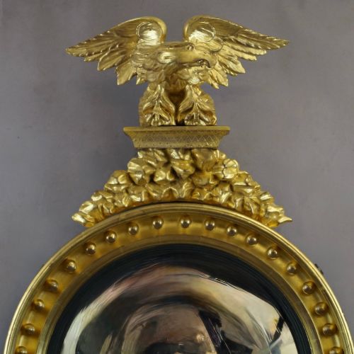 A REGENCY GILT WOOD CONVEX MIRROR - ADDITIONAL PHOTO 1