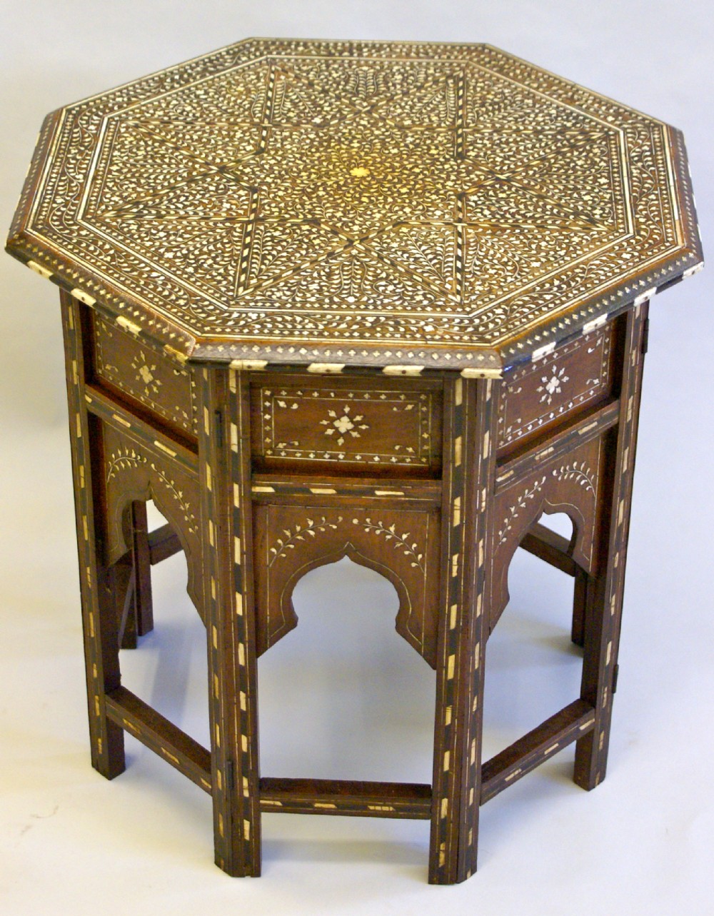 A wonderful quality Indian, Hardwood and inlaid folding table.