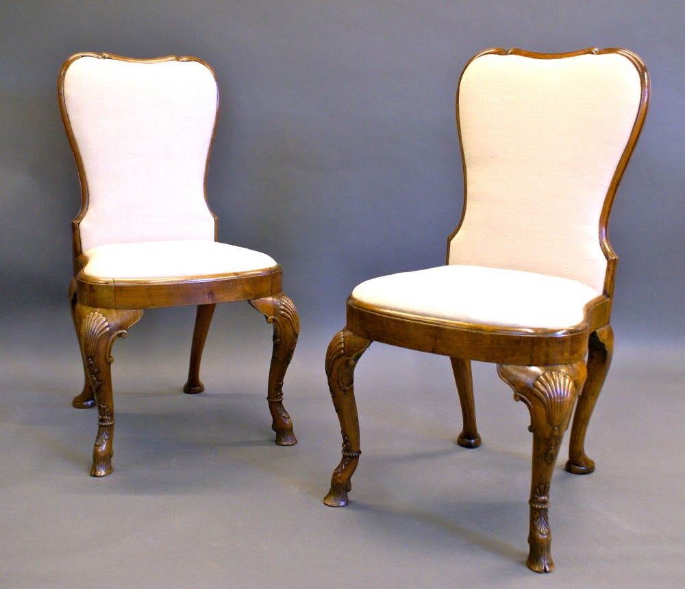 A pair of late 19th century Irish walnut side chairs