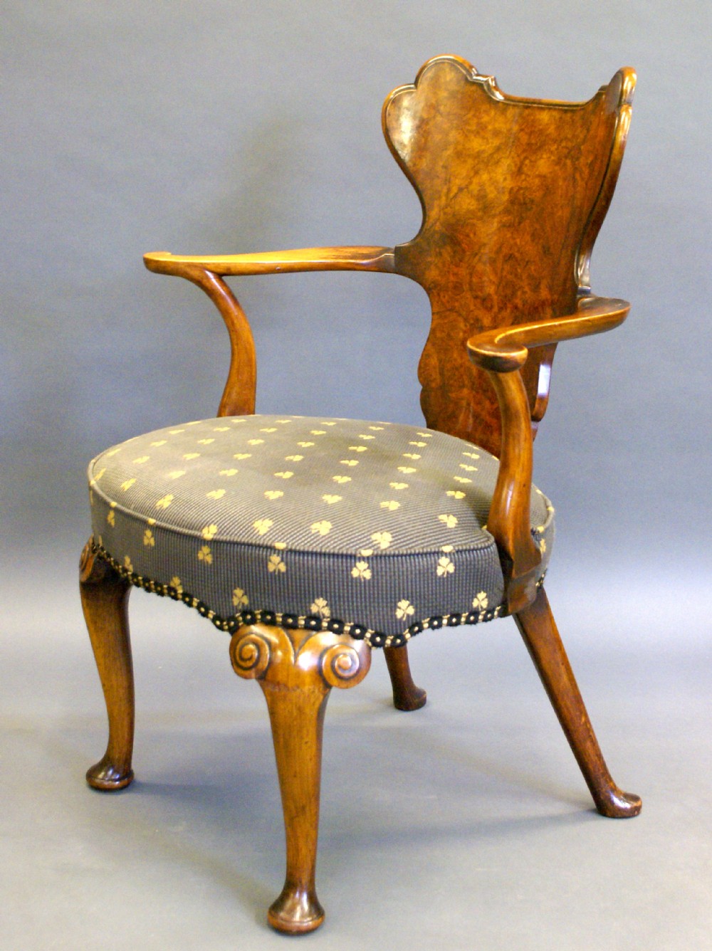 A George I style walnut arm chair