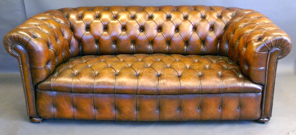 An original Victorian Leather upholstered chesterfield