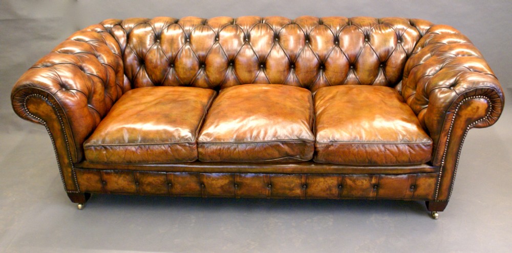 A 1920's leather chesterfield