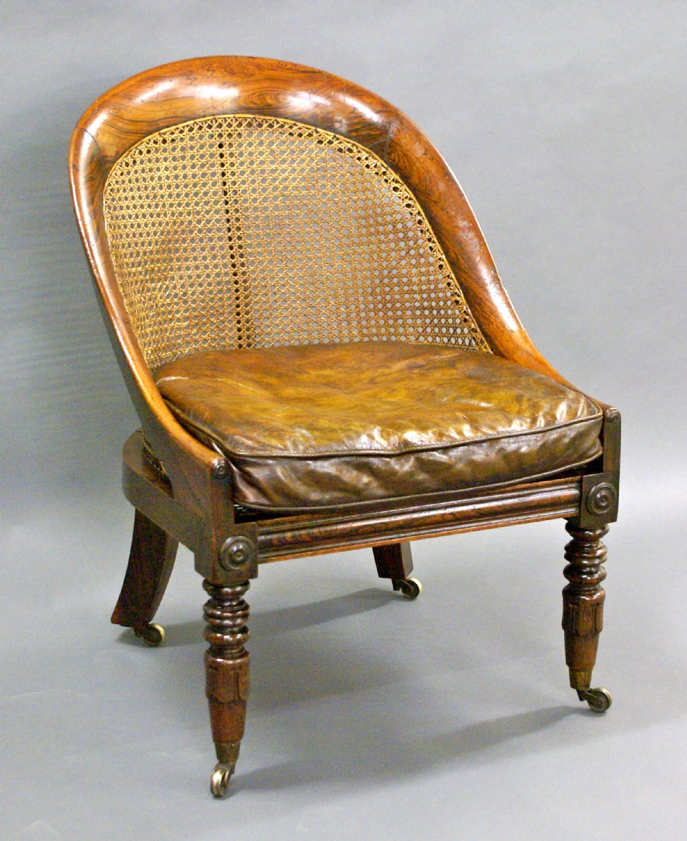 A Regency, simulated rosewood bergere chair