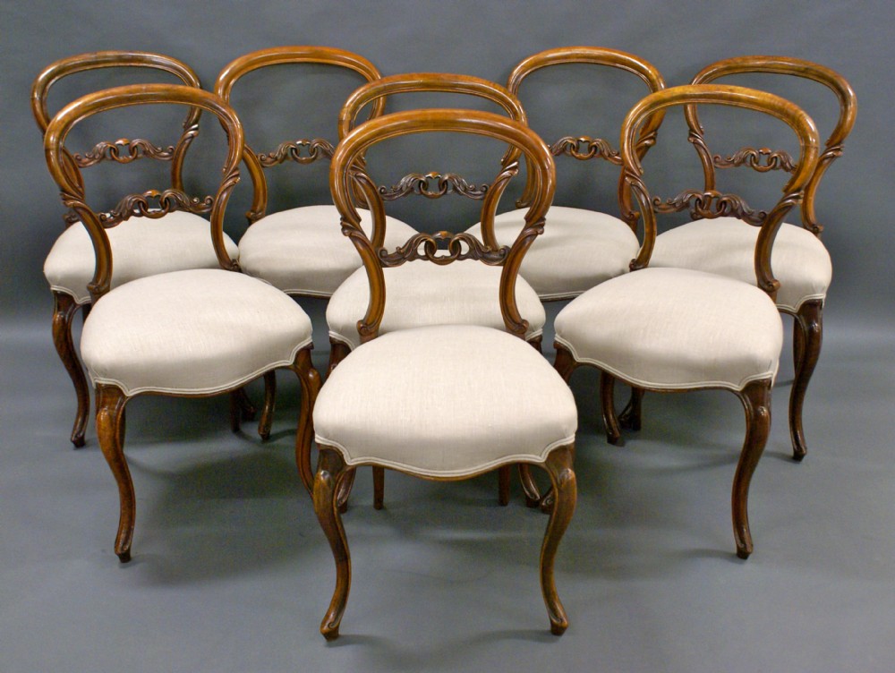 A good set of 8 Victorian walnut chairs