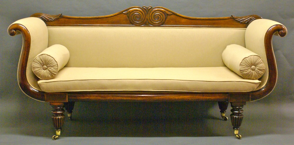 A William IV mahogany scroll ended sofa.