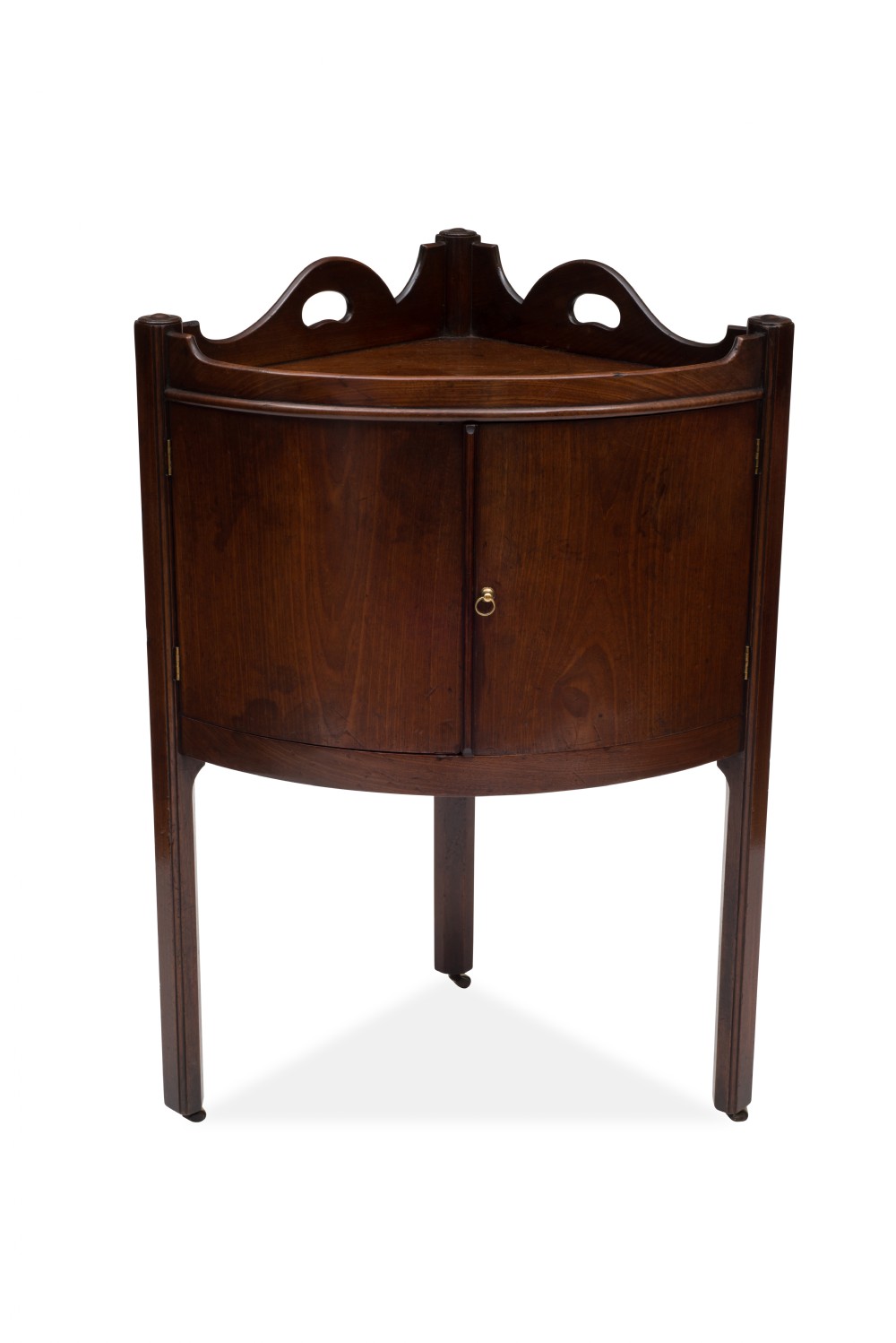 A George III mahogany corner pot cupboard