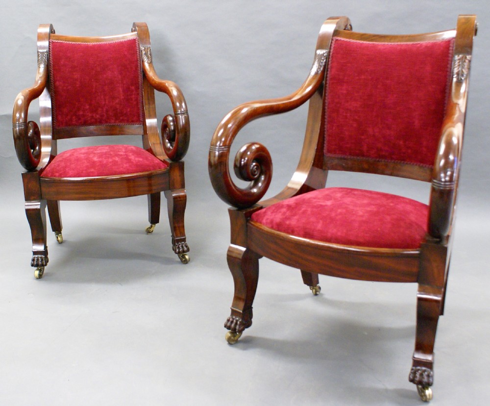A pair of Swedish Empire arm chairs