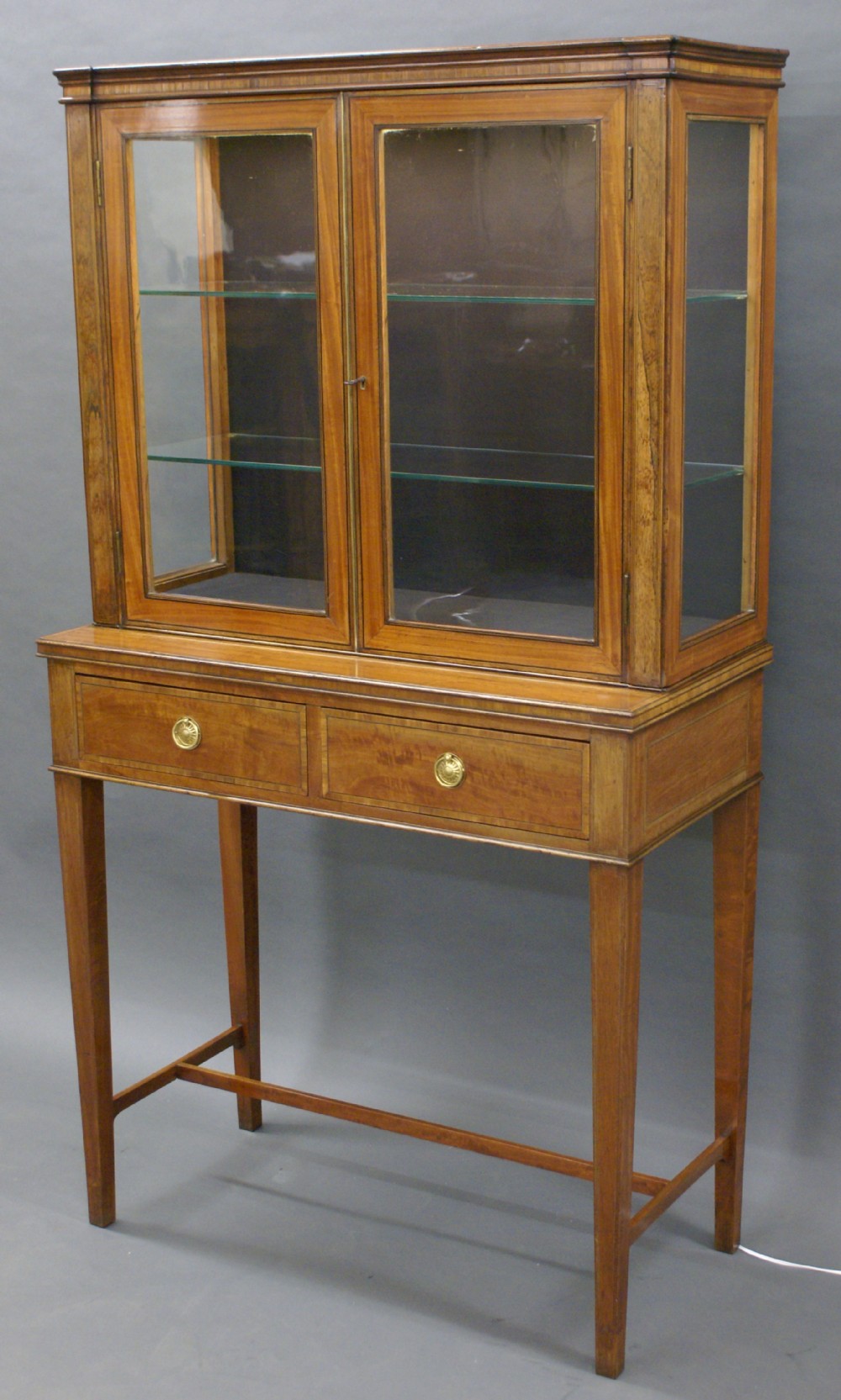 A Sheraton Revival satinwood display cabinet