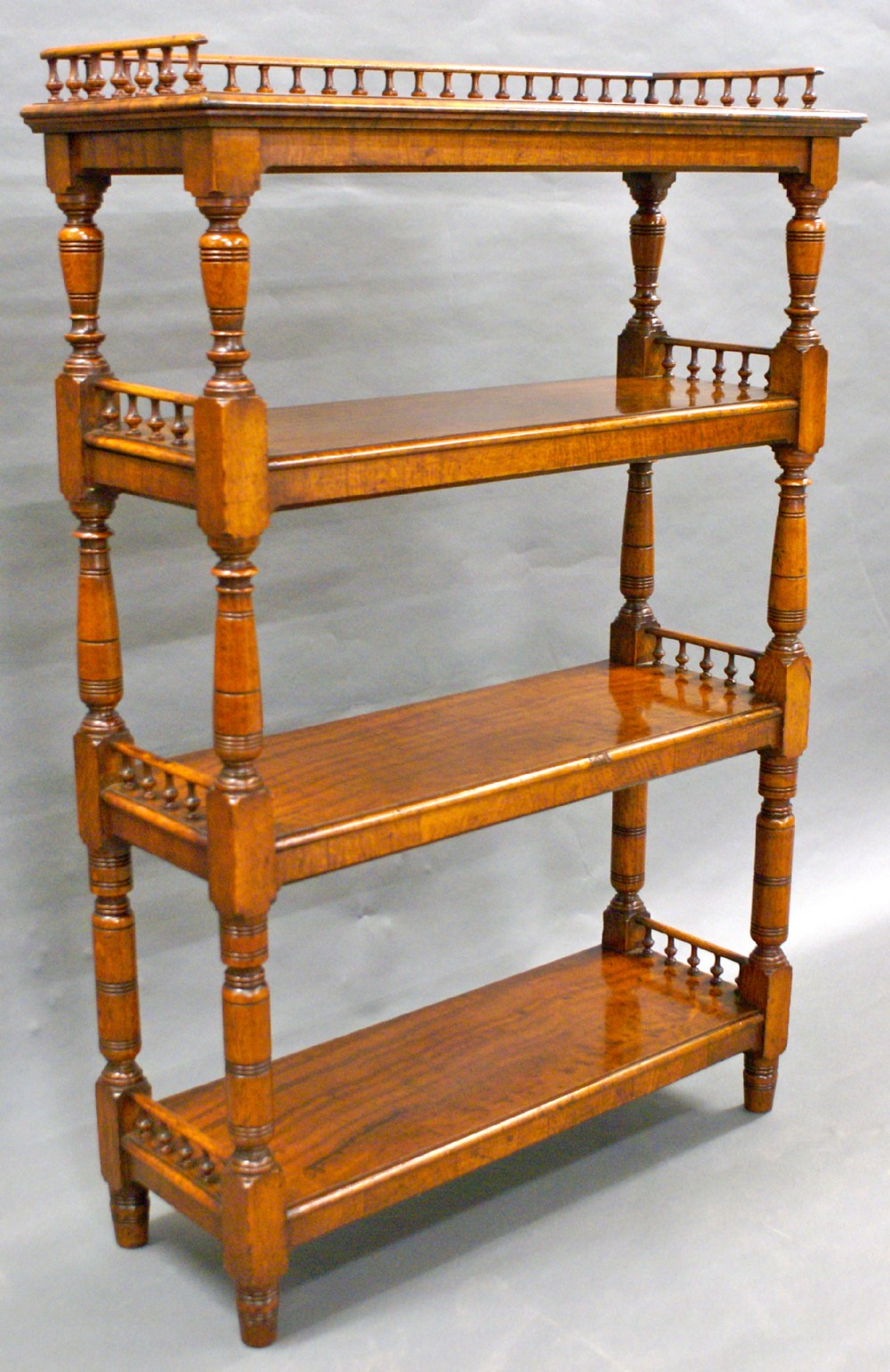 A most unusual Victorian, burl elm whatnot