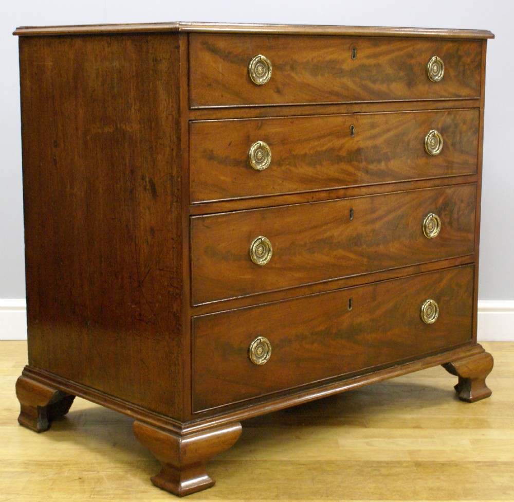 A George III, flame mahogany dressing chest of drawers